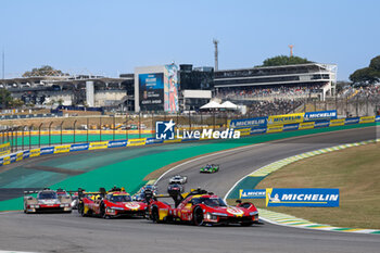 2024-07-14 - 51 PIER GUIDI Alessandro (ita), CALADO James (gbr), GIOVINAZZI Antonio (ita), Ferrari AF Corse, Ferrari 499P #51, Hypercar, actiondepart, start, during the 2024 Rolex 6 Hours of Sao Paulo, 5th round of the 2024 FIA World Endurance Championship, from July 12 to 14, 2024 on the Autódromo José Carlos Pace in Interlagos, Brazil - FIA WEC - 6 HOURS OF SAO PAULO 2024 - ENDURANCE - MOTORS