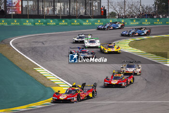 2024-07-14 - 51 PIER GUIDI Alessandro (ita), CALADO James (gbr), GIOVINAZZI Antonio (ita), Ferrari AF Corse, Ferrari 499P #51, Hypercar, action 50 FUOCO Antonio (ita), MOLINA Miguel (spa), NIELSEN Nicklas (dnk), Ferrari AF Corse, Ferrari 499P #50, Hypercar, action during the 2024 Rolex 6 Hours of Sao Paulo, 5th round of the 2024 FIA World Endurance Championship, from July 12 to 14, 2024 on the Autódromo José Carlos Pace in Interlagos, Brazil - FIA WEC - 6 HOURS OF SAO PAULO 2024 - ENDURANCE - MOTORS