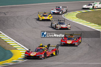 2024-07-14 - 51 PIER GUIDI Alessandro (ita), CALADO James (gbr), GIOVINAZZI Antonio (ita), Ferrari AF Corse, Ferrari 499P #51, Hypercar, action 50 FUOCO Antonio (ita), MOLINA Miguel (spa), NIELSEN Nicklas (dnk), Ferrari AF Corse, Ferrari 499P #50, Hypercar, action during the 2024 Rolex 6 Hours of Sao Paulo, 5th round of the 2024 FIA World Endurance Championship, from July 12 to 14, 2024 on the Autódromo José Carlos Pace in Interlagos, Brazil - FIA WEC - 6 HOURS OF SAO PAULO 2024 - ENDURANCE - MOTORS