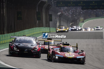 2024-07-14 - 51 PIER GUIDI Alessandro (ita), CALADO James (gbr), GIOVINAZZI Antonio (ita), Ferrari AF Corse, Ferrari 499P #51, Hypercar, action during the 2024 Rolex 6 Hours of Sao Paulo, 5th round of the 2024 FIA World Endurance Championship, from July 12 to 14, 2024 on the Autódromo José Carlos Pace in Interlagos, Brazil - FIA WEC - 6 HOURS OF SAO PAULO 2024 - ENDURANCE - MOTORS