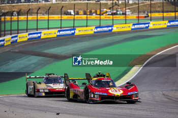 2024-07-14 - 51 PIER GUIDI Alessandro (ita), CALADO James (gbr), GIOVINAZZI Antonio (ita), Ferrari AF Corse, Ferrari 499P #51, Hypercar, action during the 2024 Rolex 6 Hours of Sao Paulo, 5th round of the 2024 FIA World Endurance Championship, from July 12 to 14, 2024 on the Autódromo José Carlos Pace in Interlagos, Brazil - FIA WEC - 6 HOURS OF SAO PAULO 2024 - ENDURANCE - MOTORS