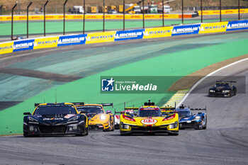 2024-07-14 - 82 JUNCADELLA Daniel (spa), BAUD Sébastien (fra), KOIZUMI Hiroshi (jpn), TF Sport, Corvette Z06 GT3.R #82, LM GT3, 83 KUBICA Robert (pol), SHWARTZMAN Robert (isr), YE Yifei (chn), AF Corse, Ferrari 499P #83, Hypercar, action during the 2024 Rolex 6 Hours of Sao Paulo, 5th round of the 2024 FIA World Endurance Championship, from July 12 to 14, 2024 on the Autódromo José Carlos Pace in Interlagos, Brazil - FIA WEC - 6 HOURS OF SAO PAULO 2024 - ENDURANCE - MOTORS