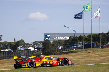 2024-07-14 - 50 FUOCO Antonio (ita), MOLINA Miguel (spa), NIELSEN Nicklas (dnk), Ferrari AF Corse, Ferrari 499P #50, Hypercar, action during the 2024 Rolex 6 Hours of Sao Paulo, 5th round of the 2024 FIA World Endurance Championship, from July 12 to 14, 2024 on the Autódromo José Carlos Pace in Interlagos, Brazil - FIA WEC - 6 HOURS OF SAO PAULO 2024 - ENDURANCE - MOTORS