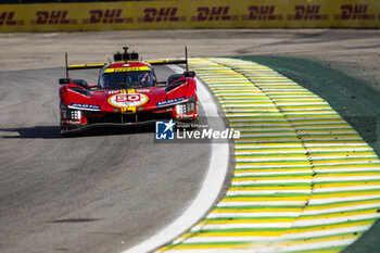 2024-07-14 - 50 FUOCO Antonio (ita), MOLINA Miguel (spa), NIELSEN Nicklas (dnk), Ferrari AF Corse, Ferrari 499P #50, Hypercar, action during the 2024 Rolex 6 Hours of Sao Paulo, 5th round of the 2024 FIA World Endurance Championship, from July 12 to 14, 2024 on the Autódromo José Carlos Pace in Interlagos, Brazil - FIA WEC - 6 HOURS OF SAO PAULO 2024 - ENDURANCE - MOTORS