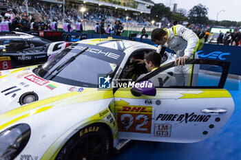 2024-07-14 - 92 MALYKHIN Aliaksandr (kna), STURM Joel (ger), BACHLER Klaus (aut), Manthey Purerxcing, Porsche 911 GT3 R #91, LM GT3, celebrating their win during the 2024 Rolex 6 Hours of Sao Paulo, 5th round of the 2024 FIA World Endurance Championship, from July 12 to 14, 2024 on the Autódromo José Carlos Pace in Interlagos, Brazil - FIA WEC - 6 HOURS OF SAO PAULO 2024 - ENDURANCE - MOTORS