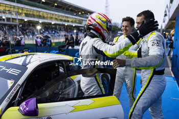 2024-07-14 - 92 MALYKHIN Aliaksandr (kna), STURM Joel (ger), BACHLER Klaus (aut), Manthey Purerxcing, Porsche 911 GT3 R #91, LM GT3, celebrating their win during the 2024 Rolex 6 Hours of Sao Paulo, 5th round of the 2024 FIA World Endurance Championship, from July 12 to 14, 2024 on the Autódromo José Carlos Pace in Interlagos, Brazil - FIA WEC - 6 HOURS OF SAO PAULO 2024 - ENDURANCE - MOTORS