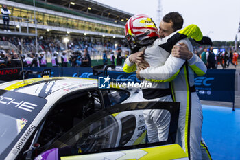 2024-07-14 - 92 MALYKHIN Aliaksandr (kna), STURM Joel (ger), BACHLER Klaus (aut), Manthey Purerxcing, Porsche 911 GT3 R #91, LM GT3, celebrating their win during the 2024 Rolex 6 Hours of Sao Paulo, 5th round of the 2024 FIA World Endurance Championship, from July 12 to 14, 2024 on the Autódromo José Carlos Pace in Interlagos, Brazil - FIA WEC - 6 HOURS OF SAO PAULO 2024 - ENDURANCE - MOTORS