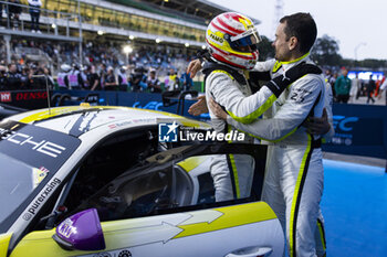 2024-07-14 - 92 MALYKHIN Aliaksandr (kna), STURM Joel (ger), BACHLER Klaus (aut), Manthey Purerxcing, Porsche 911 GT3 R #91, LM GT3, celebrating their win during the 2024 Rolex 6 Hours of Sao Paulo, 5th round of the 2024 FIA World Endurance Championship, from July 12 to 14, 2024 on the Autódromo José Carlos Pace in Interlagos, Brazil - FIA WEC - 6 HOURS OF SAO PAULO 2024 - ENDURANCE - MOTORS