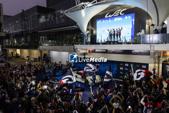 2024-07-14 - Podium, 08 BUEMI Sébastien (swi), HARTLEY Brendon (nzl), HIRAKAWA Ryo (jpn), Toyota Gazoo Racing, Toyota GR010 - Hybrid #08, Hypercar, action during the 2024 Rolex 6 Hours of Sao Paulo, 5th round of the 2024 FIA World Endurance Championship, from July 12 to 14, 2024 on the Autódromo José Carlos Pace in Interlagos, Brazil - FIA WEC - 6 HOURS OF SAO PAULO 2024 - ENDURANCE - MOTORS