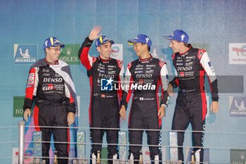 2024-07-14 - 08 BUEMI Sébastien (swi), HARTLEY Brendon (nzl), HIRAKAWA Ryo (jpn), Toyota Gazoo Racing, Toyota GR010 - Hybrid #08, Hypercar, podium, portrait during the 2024 Rolex 6 Hours of Sao Paulo, 5th round of the 2024 FIA World Endurance Championship, from July 12 to 14, 2024 on the Autódromo José Carlos Pace in Interlagos, Brazil - FIA WEC - 6 HOURS OF SAO PAULO 2024 - ENDURANCE - MOTORS