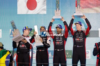 2024-07-14 - 08 BUEMI Sébastien (swi), HARTLEY Brendon (nzl), HIRAKAWA Ryo (jpn), Toyota Gazoo Racing, Toyota GR010 - Hybrid #08, Hypercar, podium, portrait during the 2024 Rolex 6 Hours of Sao Paulo, 5th round of the 2024 FIA World Endurance Championship, from July 12 to 14, 2024 on the Autódromo José Carlos Pace in Interlagos, Brazil - FIA WEC - 6 HOURS OF SAO PAULO 2024 - ENDURANCE - MOTORS