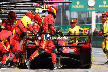 2024-07-14 - 50 FUOCO Antonio (ita), MOLINA Miguel (spa), NIELSEN Nicklas (dnk), Ferrari AF Corse, Ferrari 499P #50, Hypercar, action, pitstop, arrêt aux stands during the 2024 Rolex 6 Hours of Sao Paulo, 5th round of the 2024 FIA World Endurance Championship, from July 12 to 14, 2024 on the Autódromo José Carlos Pace in Interlagos, Brazil - FIA WEC - 6 HOURS OF SAO PAULO 2024 - ENDURANCE - MOTORS