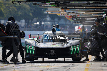 2024-07-14 - 93 JENSEN Mikkel (dnk), MULLER Nico (swi), VERGNE Jean-Eric (fra), Peugeot TotalEnergies, Peugeot 9x8 #93, Hypercar, action, pitstop, arrêt aux stands, during the 2024 Rolex 6 Hours of Sao Paulo, 5th round of the 2024 FIA World Endurance Championship, from July 12 to 14, 2024 on the Autódromo José Carlos Pace in Interlagos, Brazil - FIA WEC - 6 HOURS OF SAO PAULO 2024 - ENDURANCE - MOTORS