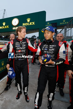 2024-07-14 - 08 BUEMI Sébastien (swi), HARTLEY Brendon (nzl), HIRAKAWA Ryo (jpn), Toyota Gazoo Racing, Toyota GR010 - Hybrid #08, Hypercar, podium, portrait during the 2024 Rolex 6 Hours of Sao Paulo, 5th round of the 2024 FIA World Endurance Championship, from July 12 to 14, 2024 on the Autódromo José Carlos Pace in Interlagos, Brazil - FIA WEC - 6 HOURS OF SAO PAULO 2024 - ENDURANCE - MOTORS