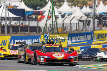 2024-07-14 - 50 FUOCO Antonio (ita), MOLINA Miguel (spa), NIELSEN Nicklas (dnk), Ferrari AF Corse, Ferrari 499P #50, Hypercar, action during the 2024 Rolex 6 Hours of Sao Paulo, 5th round of the 2024 FIA World Endurance Championship, from July 12 to 14, 2024 on the Autódromo José Carlos Pace in Interlagos, Brazil - FIA WEC - 6 HOURS OF SAO PAULO 2024 - ENDURANCE - MOTORS