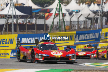 2024-07-14 - 51 PIER GUIDI Alessandro (ita), CALADO James (gbr), GIOVINAZZI Antonio (ita), Ferrari AF Corse, Ferrari 499P #51, Hypercar, action during the 2024 Rolex 6 Hours of Sao Paulo, 5th round of the 2024 FIA World Endurance Championship, from July 12 to 14, 2024 on the Autódromo José Carlos Pace in Interlagos, Brazil - FIA WEC - 6 HOURS OF SAO PAULO 2024 - ENDURANCE - MOTORS