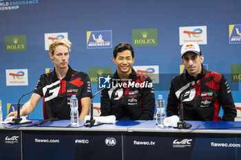 2024-07-14 - Post Race Press Conference, HARTLEY Brendon (nzl), Toyota Gazoo Racing, Toyota GR010 - Hybrid, HIRAKAWA Ryo (jpn), Toyota Gazoo Racing, Toyota GR010 - Hybrid, BUEMI Sébastien (swi), Toyota Gazoo Racing, Toyota GR010 - Hybrid, portrait during the 2024 Rolex 6 Hours of Sao Paulo, 5th round of the 2024 FIA World Endurance Championship, from July 12 to 14, 2024 on the Autódromo José Carlos Pace in Interlagos, Brazil - FIA WEC - 6 HOURS OF SAO PAULO 2024 - ENDURANCE - MOTORS