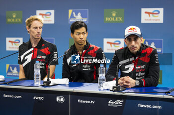 2024-07-14 - Post Race Press Conference, HARTLEY Brendon (nzl), Toyota Gazoo Racing, Toyota GR010 - Hybrid, HIRAKAWA Ryo (jpn), Toyota Gazoo Racing, Toyota GR010 - Hybrid, BUEMI Sébastien (swi), Toyota Gazoo Racing, Toyota GR010 - Hybrid, portrait during the 2024 Rolex 6 Hours of Sao Paulo, 5th round of the 2024 FIA World Endurance Championship, from July 12 to 14, 2024 on the Autódromo José Carlos Pace in Interlagos, Brazil - FIA WEC - 6 HOURS OF SAO PAULO 2024 - ENDURANCE - MOTORS