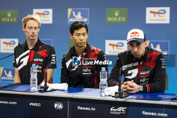 2024-07-14 - Post Race Press Conference, HARTLEY Brendon (nzl), Toyota Gazoo Racing, Toyota GR010 - Hybrid, HIRAKAWA Ryo (jpn), Toyota Gazoo Racing, Toyota GR010 - Hybrid, BUEMI Sébastien (swi), Toyota Gazoo Racing, Toyota GR010 - Hybrid, portrait during the 2024 Rolex 6 Hours of Sao Paulo, 5th round of the 2024 FIA World Endurance Championship, from July 12 to 14, 2024 on the Autódromo José Carlos Pace in Interlagos, Brazil - FIA WEC - 6 HOURS OF SAO PAULO 2024 - ENDURANCE - MOTORS