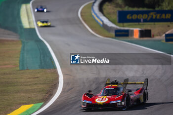 2024-07-14 - 51 PIER GUIDI Alessandro (ita), CALADO James (gbr), GIOVINAZZI Antonio (ita), Ferrari AF Corse, Ferrari 499P #51, Hypercar, action during the 2024 Rolex 6 Hours of Sao Paulo, 5th round of the 2024 FIA World Endurance Championship, from July 11 to 14, 2024 on the Autódromo José Carlos Pace in Interlagos, Brazil - FIA WEC - 6 HOURS OF SAO PAULO 2024 - ENDURANCE - MOTORS