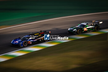 2024-07-14 - 02 BAMBER Earl (nzl), LYNN Alex (gbr), Cadillac Racing #02, Hypercar, action, 777 SORENSEN Marco (dnk), MATEU Clément (fra), BASTARD Erwan (fra), D'Station Racing, Aston Martin Vantage GT3 #777, LM GT3, action during the 2024 Rolex 6 Hours of Sao Paulo, 5th round of the 2024 FIA World Endurance Championship, from July 11 to 14, 2024 on the Autódromo José Carlos Pace in Interlagos, Brazil - FIA WEC - 6 HOURS OF SAO PAULO 2024 - ENDURANCE - MOTORS