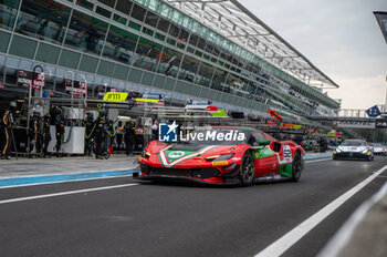 2024-09-21 - Louis MACHIELS,Jef MACHIELS,Andrea BERTOLINI of a team AF Corse, on a Ferrari 296 GT3 in a pitlane during Fanatec GT Word Challenge in Monza - FANATEC GT ENDURANCE CUP - ENDURANCE - MOTORS