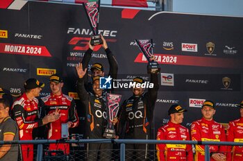 2024-09-22 - Dries VANTHOOR,Sheldon VAN DER LINDE,Charles WEERTS, Jens KLINGMANN,Ahmad AL HARTHY,Sam DE HAAN, Alessio ROVERA,Vincent ABRIL,Alessandro PIER GUIDI, on the podium of Fanatec GT Word Challenge in Monza - FANATEC GT ENDURANCE CUP - ENDURANCE - MOTORS