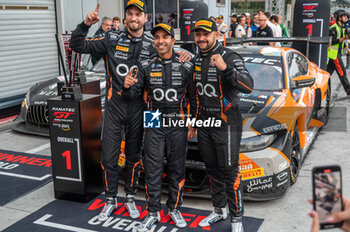 2024-09-22 - Jens KLINGMANN,Ahmad AL HARTHY,Sam DE HAAN, celebrate the victory at Fanatec GT Word Challenge in Monza - FANATEC GT ENDURANCE CUP - ENDURANCE - MOTORS