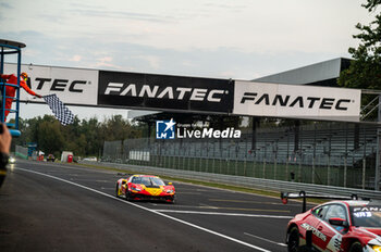 2024-09-22 - Alessio ROVERA,Vincent ABRIL,Alessandro PIER GUIDI, of a team AF Corse - Francorchamps Motors, on a Ferrari 296 GT3 ,finish third place at Fanatec GT Word Challenge in Monza - FANATEC GT ENDURANCE CUP - ENDURANCE - MOTORS