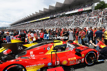 2024-09-15 - 50 FUOCO Antonio (ita), MOLINA Miguel (spa), NIELSEN Nicklas (dnk), Ferrari AF Corse, Ferrari 499P #50, Hypercar, grille de depart, starting grid, during the 2024 6 Hours of Fuji, 7th round of the 2024 FIA World Endurance Championship, from September 13 to 15, 2024 on the Fuji Speedway in Oyama, Shizuoka, Japan - FIA WEC - 6 HOURS OF FUJI 2024 - ENDURANCE - MOTORS