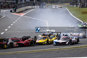 2024-09-15 - Contact between 83 KUBICA Robert (pol), SHWARTZMAN Robert (isr), YE Yifei (chn), AF Corse, Ferrari 499P #83, Hypercar, 05 CAMPBELL Matt (aus), CHRISTENSEN Michael (dnk), MAKOWIECKI Frédéric (fra), Porsche Penske Motorsport, Porsche 963 #05, Hypercar, action during the 2024 6 Hours of Fuji, 7th round of the 2024 FIA World Endurance Championship, from September 13 to 15, 2024 on the Fuji Speedway in Oyama, Shizuoka, Japan - FIA WEC - 6 HOURS OF FUJI 2024 - ENDURANCE - MOTORS