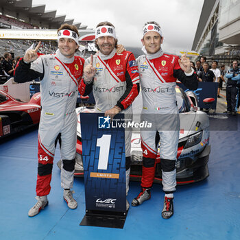 2024-09-15 - 54 FLOHR Thomas (swi), CASTELLACCI Francesco (ita), RIGON Davide (ita), Vista AF Corse, Ferrari 296 GT3 #54, LM GT3, AMBIANCE PORTRAIT podium during the 2024 6 Hours of Fuji, 7th round of the 2024 FIA World Endurance Championship, from September 13 to 15, 2024 on the Fuji Speedway in Oyama, Shizuoka, Japan - FIA WEC - 6 HOURS OF FUJI 2024 - ENDURANCE - MOTORS