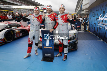 2024-09-15 - 54 FLOHR Thomas (swi), CASTELLACCI Francesco (ita), RIGON Davide (ita), Vista AF Corse, Ferrari 296 GT3 #54, LM GT3, AMBIANCE PORTRAIT podium during the 2024 6 Hours of Fuji, 7th round of the 2024 FIA World Endurance Championship, from September 13 to 15, 2024 on the Fuji Speedway in Oyama, Shizuoka, Japan - FIA WEC - 6 HOURS OF FUJI 2024 - ENDURANCE - MOTORS