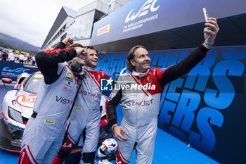 2024-09-15 - 54 FLOHR Thomas (swi), CASTELLACCI Francesco (ita), RIGON Davide (ita), Vista AF Corse, Ferrari 296 GT3 #54, LM GT3, celebrating their win during the 2024 6 Hours of Fuji, 7th round of the 2024 FIA World Endurance Championship, from September 13 to 15, 2024 on the Fuji Speedway in Oyama, Shizuoka, Japan - FIA WEC - 6 HOURS OF FUJI 2024 - ENDURANCE - MOTORS