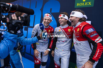 2024-09-15 - 54 FLOHR Thomas (swi), CASTELLACCI Francesco (ita), RIGON Davide (ita), Vista AF Corse, Ferrari 296 GT3 #54, LM GT3, celebrate their win during the 2024 6 Hours of Fuji, 7th round of the 2024 FIA World Endurance Championship, from September 13 to 15, 2024 on the Fuji Speedway in Oyama, Shizuoka, Japan - FIA WEC - 6 HOURS OF FUJI 2024 - ENDURANCE - MOTORS