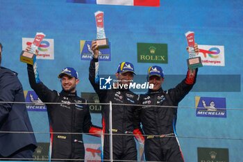 2024-09-15 - 36 VAXIVIERE Matthieu (fra), SCHUMACHER Mick (ger), LAPIERRE Nicolas (fra), Alpine Endurance Team, Alpine A424 #36, Hypercar, podium, portrait, during the 2024 6 Hours of Fuji, 7th round of the 2024 FIA World Endurance Championship, from September 13 to 15, 2024 on the Fuji Speedway in Oyama, Shizuoka, Japan - FIA WEC - 6 HOURS OF FUJI 2024 - ENDURANCE - MOTORS