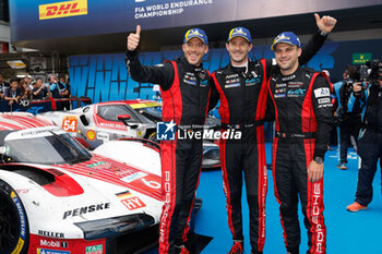 2024-09-15 - 06 ESTRE Kevin (fra), LOTTERER André (ger), VANTHOOR Laurens (bel), Porsche Penske Motorsport, Porsche 963 #06, Hypercar, podium, portrait, during the 2024 6 Hours of Fuji, 7th round of the 2024 FIA World Endurance Championship, from September 13 to 15, 2024 on the Fuji Speedway in Oyama, Shizuoka, Japan - FIA WEC - 6 HOURS OF FUJI 2024 - ENDURANCE - MOTORS