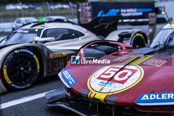 2024-09-15 - 50 FUOCO Antonio (ita), MOLINA Miguel (spa), NIELSEN Nicklas (dnk), Ferrari AF Corse, Ferrari 499P #50, Hypercar, ambiance parc fermé during the 2024 6 Hours of Fuji, 7th round of the 2024 FIA World Endurance Championship, from September 13 to 15, 2024 on the Fuji Speedway in Oyama, Shizuoka, Japan - FIA WEC - 6 HOURS OF FUJI 2024 - ENDURANCE - MOTORS