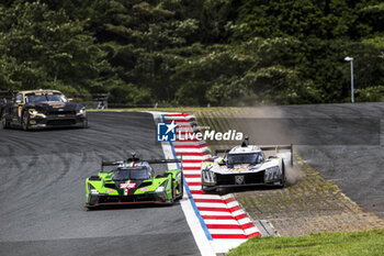 2024-09-15 - 63 BORTOLOTTI Mirko (ita), MORTARA Edoardo (swi), KVYAT Daniil (ita), Lamborghini Iron Lynx, Lamborghini SC63 #63, Hypercar, 93 JENSEN Mikkel (dnk), MULLER Nico (swi), VERGNE Jean-Eric (fra), Peugeot TotalEnergies, Peugeot 9x8 #93, Hypercar, action during the 2024 6 Hours of Fuji, 7th round of the 2024 FIA World Endurance Championship, from September 13 to 15, 2024 on the Fuji Speedway in Oyama, Shizuoka, Japan - FIA WEC - 6 HOURS OF FUJI 2024 - ENDURANCE - MOTORS