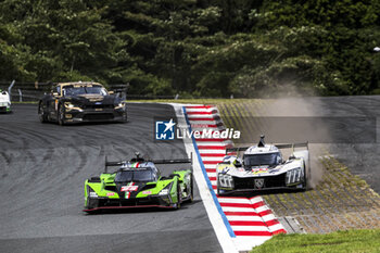 2024-09-15 - 63 BORTOLOTTI Mirko (ita), MORTARA Edoardo (swi), KVYAT Daniil (ita), Lamborghini Iron Lynx, Lamborghini SC63 #63, Hypercar, 93 JENSEN Mikkel (dnk), MULLER Nico (swi), VERGNE Jean-Eric (fra), Peugeot TotalEnergies, Peugeot 9x8 #93, Hypercar, action during the 2024 6 Hours of Fuji, 7th round of the 2024 FIA World Endurance Championship, from September 13 to 15, 2024 on the Fuji Speedway in Oyama, Shizuoka, Japan - FIA WEC - 6 HOURS OF FUJI 2024 - ENDURANCE - MOTORS