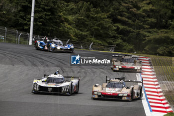 2024-09-15 - 94 DUVAL Loïc (fra), DI RESTA Paul (gbr), VANDOORNE Stoffel (bel), Peugeot TotalEnergies, Peugeot 9x8 #94, Hypercar, 38 RASMUSSEN Oliver (dnk), HANSON Philip (gbr), BUTTON Jenson (gbr), Hertz Team Jota, Porsche 963 #38, Hypercar, 12 STEVENS Will (gbr), NATO Norman (fra), ILOTT Callum (gbr), Hertz Team Jota, Porsche 963 #12, Hypercar, action during the 2024 6 Hours of Fuji, 7th round of the 2024 FIA World Endurance Championship, from September 13 to 15, 2024 on the Fuji Speedway in Oyama, Shizuoka, Japan - FIA WEC - 6 HOURS OF FUJI 2024 - ENDURANCE - MOTORS