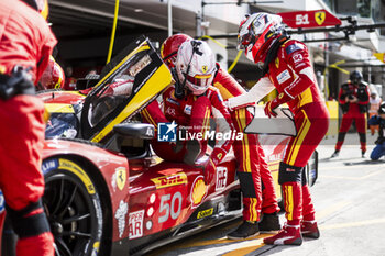 2024-09-15 - 50 FUOCO Antonio (ita), MOLINA Miguel (spa), NIELSEN Nicklas (dnk), Ferrari AF Corse, Ferrari 499P #50, Hypercar, pitstop, arrêt aux stands during the 2024 6 Hours of Fuji, 7th round of the 2024 FIA World Endurance Championship, from September 13 to 15, 2024 on the Fuji Speedway in Oyama, Shizuoka, Japan - FIA WEC - 6 HOURS OF FUJI 2024 - ENDURANCE - MOTORS