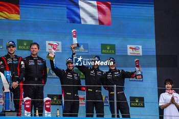 2024-09-15 - VAXIVIERE Matthieu (fra), SCHUMACHER Mick (ger), LAPIERRE Nicolas (fra), Alpine Endurance Team, Alpine A424 #36, Hypercar, podium, portrait during the 2024 6 Hours of Fuji, 7th round of the 2024 FIA World Endurance Championship, from September 13 to 15, 2024 on the Fuji Speedway in Oyama, Shizuoka, Japan - FIA WEC - 6 HOURS OF FUJI 2024 - ENDURANCE - MOTORS