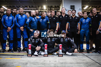 2024-09-15 - LAPIERRE Nicolas (fra), Alpine Endurance Team, Alpine A424, VAXIVIERE Matthieu (fra), Alpine Endurance Team, Alpine A424, SCHUMACHER Mick (ger), Alpine Endurance Team, Alpine A424, portrait, podium during the 2024 6 Hours of Fuji, 7th round of the 2024 FIA World Endurance Championship, from September 13 to 15, 2024 on the Fuji Speedway in Oyama, Shizuoka, Japan - FIA WEC - 6 HOURS OF FUJI 2024 - ENDURANCE - MOTORS