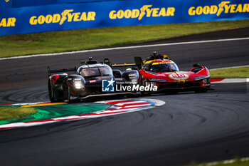 2024-09-15 - 08 BUEMI Sébastien (swi), HARTLEY Brendon (nzl), HIRAKAWA Ryo (jpn), Toyota Gazoo Racing, Toyota GR010 - Hybrid #08, Hypercar, 50 FUOCO Antonio (ita), MOLINA Miguel (spa), NIELSEN Nicklas (dnk), Ferrari AF Corse, Ferrari 499P #50, Hypercar, action during the 2024 6 Hours of Fuji, 7th round of the 2024 FIA World Endurance Championship, from September 13 to 15, 2024 on the Fuji Speedway in Oyama, Shizuoka, Japan - FIA WEC - 6 HOURS OF FUJI 2024 - ENDURANCE - MOTORS