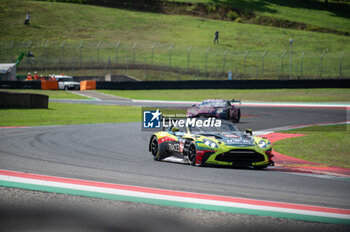 2024-09-28 - Derek DEBOER (USA),Casper STEVENSON (GBR),Valentin HASSE CLOT (FRA) of a team RACING SPIRIT OF LEMAN on a Aston Martin Vantage AMR LMGT3 during the qualyfing of ELMS in Mugello - ELMS - 4 HOURS OF MUGELLO - ENDURANCE - MOTORS