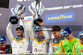 2024-09-29 - 08 GERBI Julien (dza), PINHEIRO Bernardo (prt), HENRION Gillian (fra), Team Virage, Ligier JS P320 - Nissan, action podium portrait during the 4 Hours of Mugello 2024, 5th round of the 2024 European Le Mans Series on the Mugello Circuit from September 26 to 29, 2024 in Scarperia e San Piero, Italy - AUTO - ELMS - 4 HOURS OF MUGELLO 2024 - ENDURANCE - MOTORS