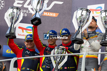 2024-09-29 - 15 JENSEN Michael (zaf), ADCOCK Nick (zaf), JULIEN Gael (fra), RLR M Sport, Ligier JS P320 - Nissan, podium portrait during the 4 Hours of Mugello 2024, 5th round of the 2024 European Le Mans Series on the Mugello Circuit from September 26 to 29, 2024 in Scarperia e San Piero, Italy - AUTO - ELMS - 4 HOURS OF MUGELLO 2024 - ENDURANCE - MOTORS