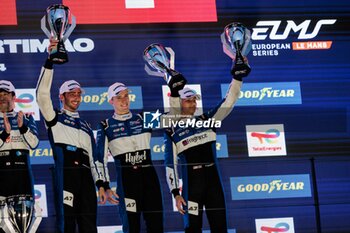 2024-10-19 - 47 BENNETT Carl (tha), HABSBURG Ferdinand (aut), VESTI Frederik (dnk), Cool Racing, Oreca 07 - Gibson, action at the podium, portrait during the 4 Hours of Portimao 2024, 6th round of the 2024 European Le Mans Series on the Algarve International Circuit from October 16 to 19, 2024 in Portimao, Portugal - AUTO - ELMS - 4 HOURS OF PORTIMAO 2024 - ENDURANCE - MOTORS