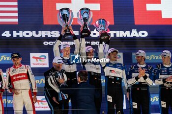 2024-10-19 - 37 FLUXA Lorenzo (spa), JAKOBSEN Malthe (dnk), MIYATA Ritomo (jpn), Cool Racing, Oreca 07 - Gibson, action at the podium, portrait during the 4 Hours of Portimao 2024, 6th round of the 2024 European Le Mans Series on the Algarve International Circuit from October 16 to 19, 2024 in Portimao, Portugal - AUTO - ELMS - 4 HOURS OF PORTIMAO 2024 - ENDURANCE - MOTORS